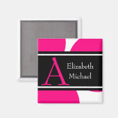Rosa Monogramm Anfangshochzeitsmagazin Magnet (Vorderseite/Rückseite)