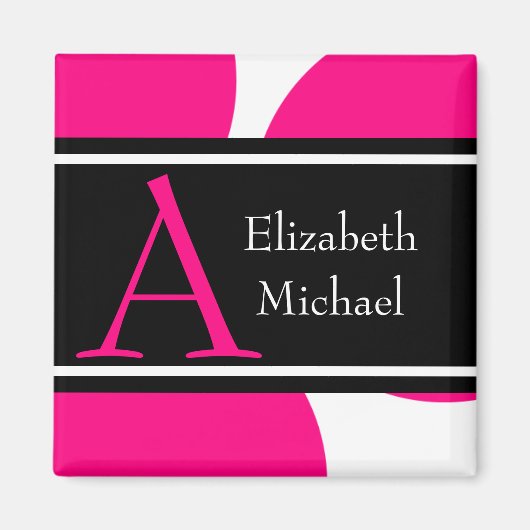 Rosa Monogramm Anfangshochzeitsmagazin Magnet (Vorne)