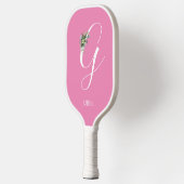 Rosa monogramm Aquarell-Blume Pickleball Schläger (Links)