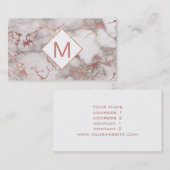 Rosa Monogramm auf Rose-Goldmarmor Visitenkarte (Vorne/Hinten)