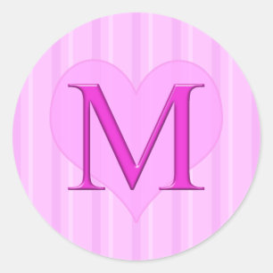 Rosa Monogramm Aufkleber M 001