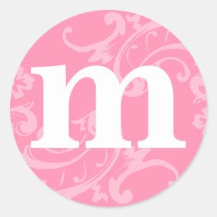 Rosa Monogramm-Aufkleber Runder Aufkleber