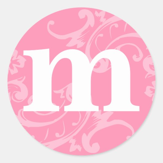 Rosa Monogramm-Aufkleber Runder Aufkleber (Vorderseite)