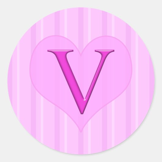 Rosa Monogramm Aufkleber V 001 (Vorderseite)