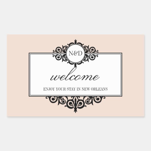 Rosa Monogramm aus der Stadtgeschenktüte Rechteckiger Aufkleber (Vorderseite)