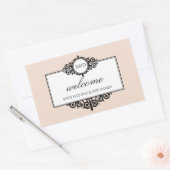 Rosa Monogramm aus der Stadtgeschenktüte Rechteckiger Aufkleber (Umschlag)