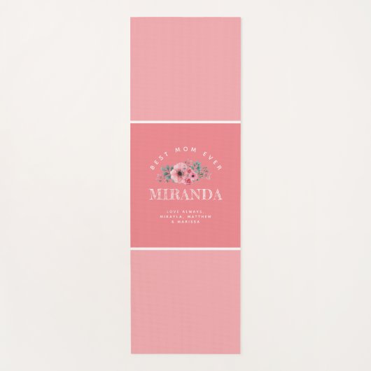Rosa Monogramm Beste Mama je Personalisierter Yoga Yogamatte (Vorderseite)