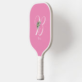 rosa Monogramm Blume Buchstabe B Pickleball Schläger (Links)