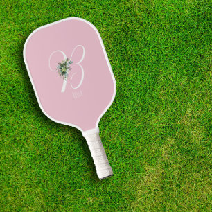 rosa Monogramm Blume Buchstabe B Pickleball Schläger