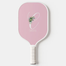 rosa Monogramm Blume Buchstabe C Pickleball Schläger