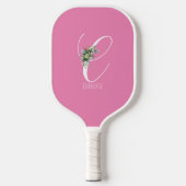rosa Monogramm Blume Buchstabe C Pickleball Schläger (Vorderseite)