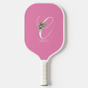 rosa Monogramm Blume Buchstabe C Pickleball Schläger