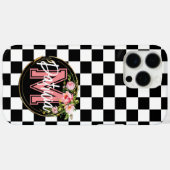 Rosa Monogramm Blume schwarz-weiß Case-Mate iPhone Hülle (Rückseite (Horizontal))
