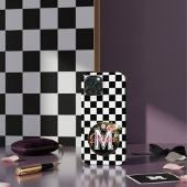 Rosa Monogramm Blume schwarz-weiß Case-Mate iPhone Hülle
