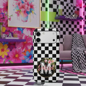 Rosa Monogramm Blume schwarz-weiß Case-Mate iPhone Hülle