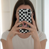 Rosa Monogramm Blume schwarz-weiß Case-Mate iPhone Hülle