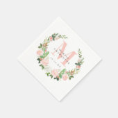 Rosa Monogramm Blumenkreuz Taufen Dedication Serviette (Ecke)