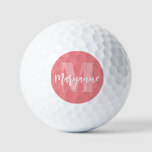 rosa Monogramm Bold Initial Modernes Personalisier Golfball