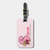 Rosa monogramm Buchstaben S für Mädchen Gepäckanhänger (Vorderseite vertikal)