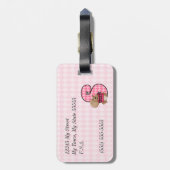 Rosa monogramm Buchstaben S für Mädchen Gepäckanhänger (Rückseite vertikal)