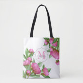 Rosa Monogramm Custom Eleganical Peonies Tasche (Vorderseite)