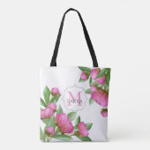 Rosa Monogramm Custom Eleganical Peonies Tasche (Rückseite)