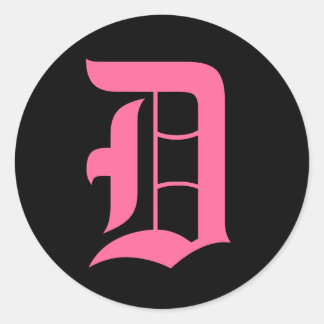 Rosa Monogramm D Runder Aufkleber