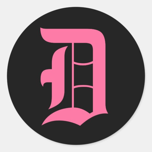 Rosa Monogramm D Runder Aufkleber (Vorderseite)
