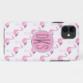 Rosa Monogramm der Flamingo-| Case-Mate iPhone Hülle (Rückseite (Horizontal))