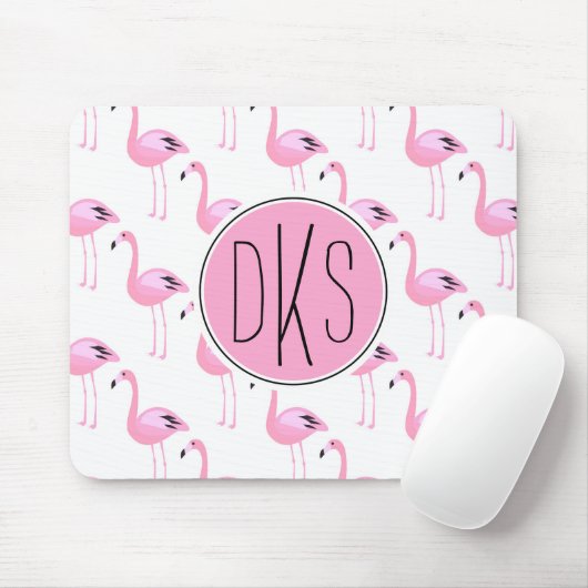 Rosa Monogramm der Flamingo-| Mousepad (Mit Mouse)