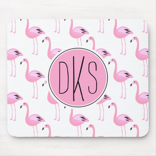 Rosa Monogramm der Flamingo-| Mousepad (Vorne)