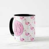Rosa Monogramm der Flamingo-| Tasse (Vorderseite Links)