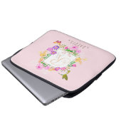 Rosa Monogramm des Blumengartens Laptopschutzhülle (Vorne Knopf)