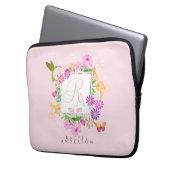 Rosa Monogramm des Blumengartens Laptopschutzhülle (Vorderseite Links)