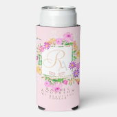 Rosa Monogramm des Blumengartens Selters Dosenkühler (Seltzer Rückseite)