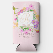 Rosa Monogramm des Blumengartens Selters Dosenkühler (Vorderseite)