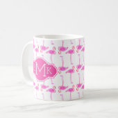 Rosa Monogramm des Flamingo-Muster-| Kaffeetasse (Vorderseite Links)