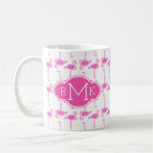 Rosa Monogramm des Flamingo-Muster-| Kaffeetasse (Links)