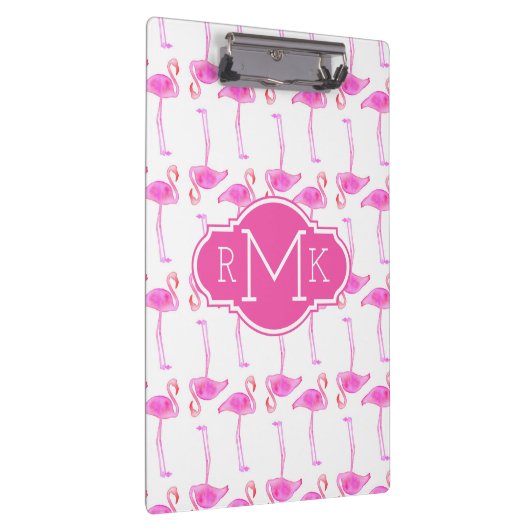 Rosa Monogramm des Flamingo-Muster-| Klemmbrett (Rechts)