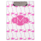 Rosa Monogramm des Flamingo-Muster-| Klemmbrett (Vorderseite)
