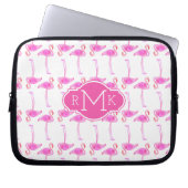 Rosa Monogramm des Flamingo-Muster-| Laptopschutzhülle (Vorderseite)