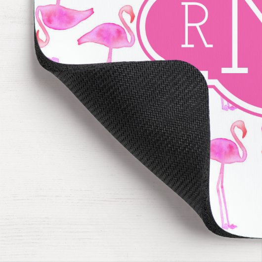 Rosa Monogramm des Flamingo-Muster-| Mousepad (Ecke)