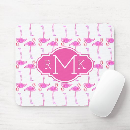 Rosa Monogramm des Flamingo-Muster-| Mousepad (Mit Mouse)