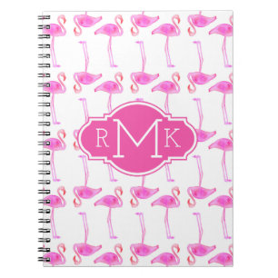 Rosa Monogramm des Flamingo-Muster-  Notizblock
