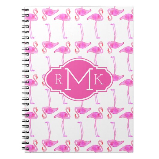 Rosa Monogramm des Flamingo-Muster-| Notizblock (Vorderseite)