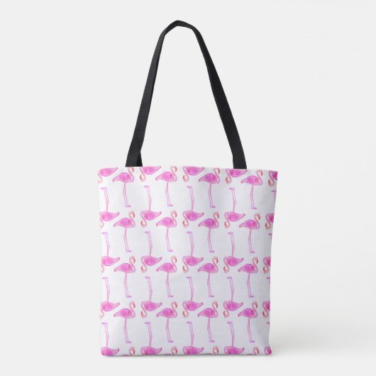 Rosa Monogramm des Flamingo-Muster-| Tasche (Rückseite)