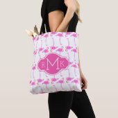 Rosa Monogramm des Flamingo-Muster-| Tasche (Von Nahem)