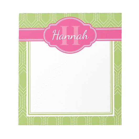 Rosa Monogramm des roten, weißen Diamantpunktes Notizblock (Vorderseite)