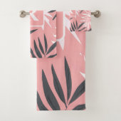 Rosa Monogramm des tropischen Hibiskus personalisi Badhandtuch Set (Insitu)