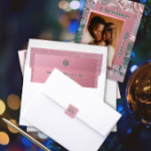 Rosa Monogramm Elegant Winterkleber Quadratischer Aufkleber